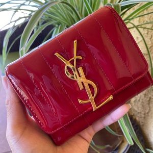 YSL red glossy wallet